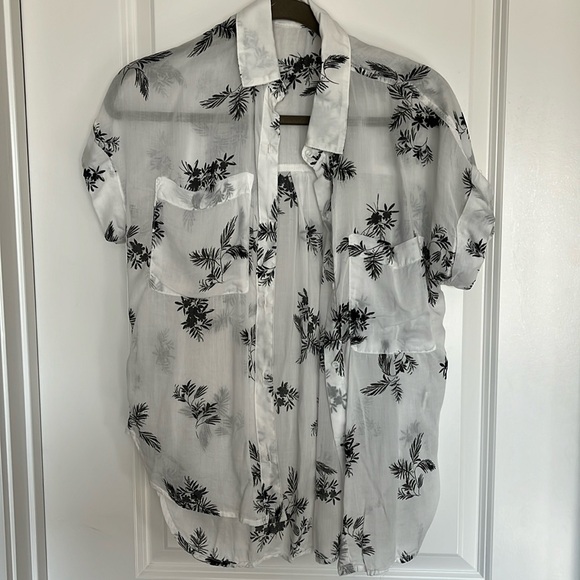 Bella Dahl floral sheer summer button up, size XS, worn once - Picture 1 of 5